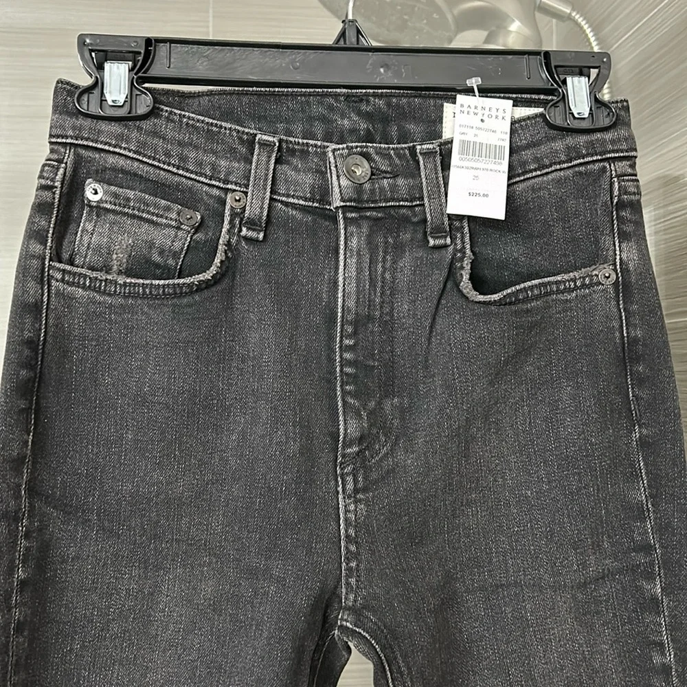 ✨ RAG & BONE ✨ NWT Black Destructed High Rise Ankle Skinny Jeans Size 25 - Picture 9 of 16